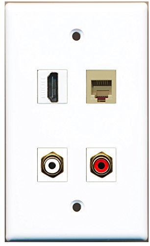 RiteAV - 1 Port HDMI 1 Port RCA Red 1 Port RCA White 1 Port Phone RJ11 RJ12 Beige Wall Plate