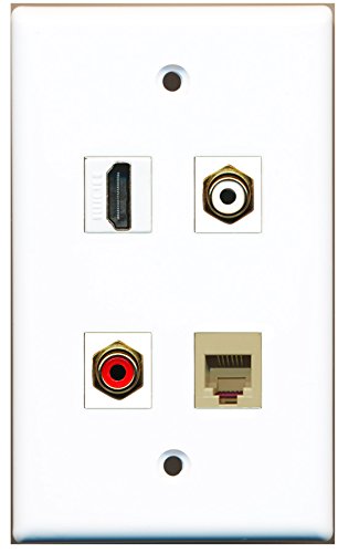 RiteAV - 1 Port HDMI 1 Port RCA Red 1 Port RCA White 1 Port Phone RJ11 RJ12 Beige Wall Plate