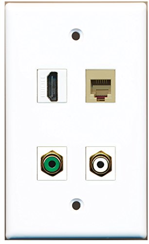 RiteAV - 1 Port HDMI 1 Port RCA White 1 Port RCA Green 1 Port Phone RJ11 RJ12 Beige Wall Plate