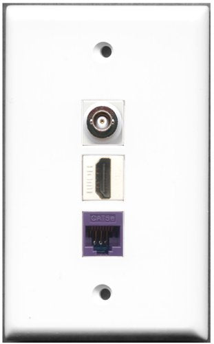 RiteAV - 1 Port HDMI 1 BNC 1 Cat5e Ethernet Purple Wall Plate