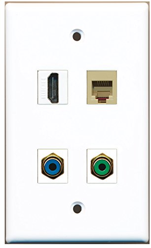 RiteAV - 1 Port HDMI 1 Port RCA Green 1 Port RCA Blue 1 Port Phone RJ11 RJ12 Beige Wall Plate