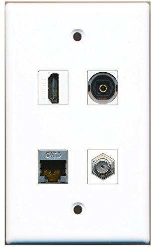 RiteAV - 1 Port HDMI 1 Port Coax Cable TV- F-Type 1 Port Shielded Cat6 Ethernet 1 Port Toslink Wall Plate