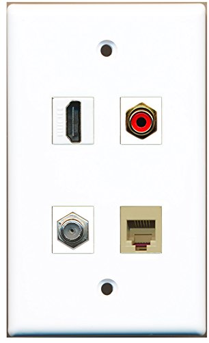 RiteAV - 1 Port HDMI 1 Port RCA Red 1 Port Coax Cable TV- F-Type 1 Port Phone RJ11 RJ12 Beige Wall Plate