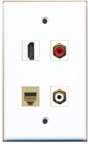 RiteAV - 1 Port HDMI 1 Port RCA Red 1 Port RCA White 1 Port Phone RJ11 RJ12 Beige Wall Plate