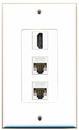 RiteAV - 1 HDMI and 2 Cat5e Ethernet Port Female Decorative Wall Plate -  White