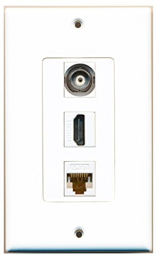 RiteAV - 1 Port HDMI 1 BNC 1 Cat6 Ethernet White Wall Plate Decorative