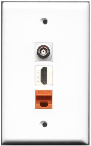 RiteAV - 1 Port HDMI 1 BNC 1 Cat5e Ethernet Orange Wall Plate