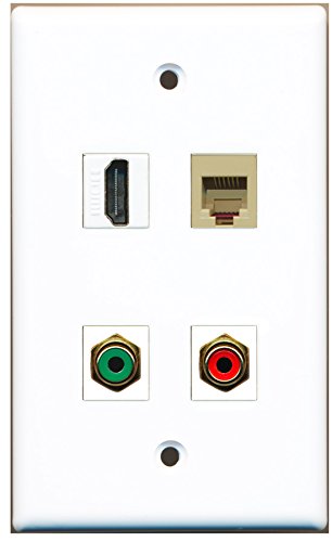 RiteAV - 1 Port HDMI 1 Port RCA Red 1 Port RCA Green 1 Port Phone RJ11 RJ12 Beige Wall Plate