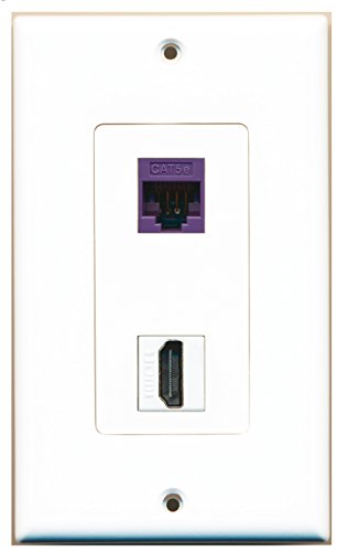 RiteAV - 1 Cat5e Purple Ethernet Port and 1 HDMI Female Decorative Wall Plate