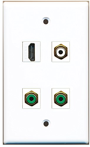 RiteAV - 1 Port HDMI 1 Port RCA White 2 Port RCA Green Wall Plate