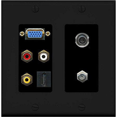 RiteAV - (2 Gang) SVGA Composite 3.5mm HDMI Coax Wall Plate Black