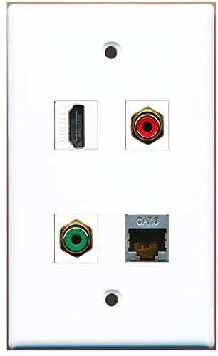 RiteAV - 1 Port HDMI 1 Port RCA Red 1 Port RCA Green 1 Port Shielded Cat6 Ethernet Wall Plate