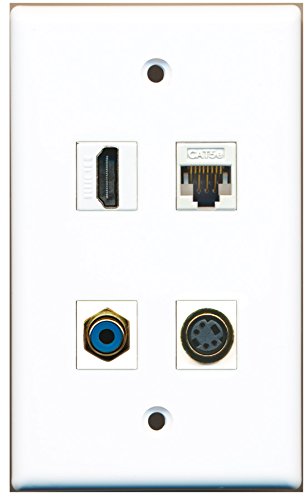 RiteAV - 1 Port HDMI 1 Port RCA Blue 1 Port S-Video 1 Port Cat5e Ethernet White Wall Plate