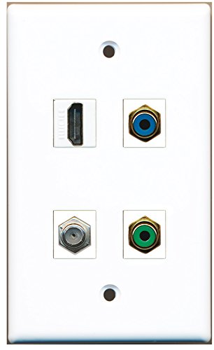 RiteAV - 1 Port HDMI 1 Port RCA Green 1 Port RCA Blue 1 Port Coax Cable TV- F-Type Wall Plate