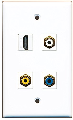 RiteAV - 1 Port HDMI 1 Port RCA White 1 Port RCA Yellow 1 Port RCA Blue Wall Plate