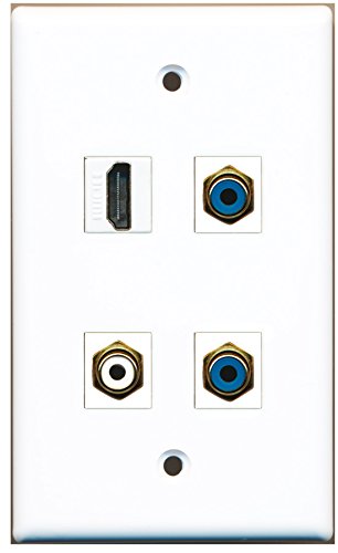 RiteAV - 1 Port HDMI 1 Port RCA White 2 Port RCA Blue Wall Plate