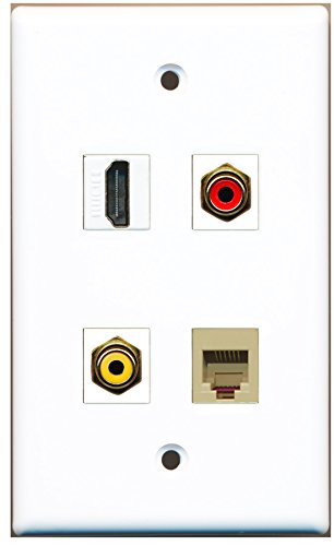 RiteAV - 1 Port HDMI 1 Port RCA Red 1 Port RCA Yellow 1 Port Phone RJ11 RJ12 Beige Wall Plate