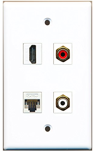 RiteAV - 1 Port HDMI 1 Port RCA Red 1 Port RCA White 1 Port Cat5e Ethernet White Wall Plate