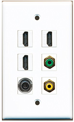 RiteAV - 3 HDMI 1 Port RCA Yellow 1 Port RCA Green 1 Port 3.5mm Wall Plate