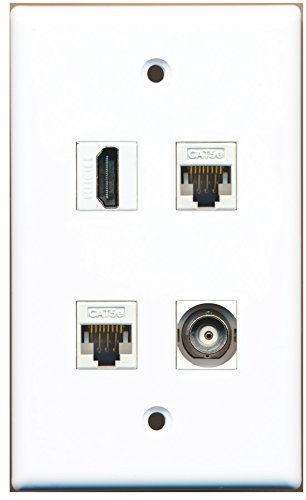 RiteAV - 1 Port HDMI 1 Port BNC 2 Port Cat5e Ethernet White Wall Plate