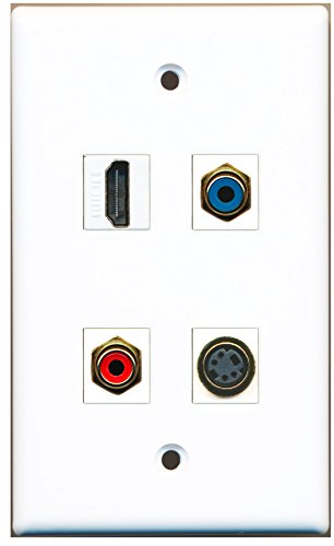 RiteAV - 1 Port HDMI 1 Port RCA Red 1 Port RCA Blue 1 Port S-Video Wall Plate