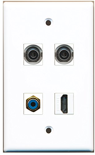 RiteAV - 1 Port HDMI 1 Port RCA Blue 2 Port 3.5mm Wall Plate