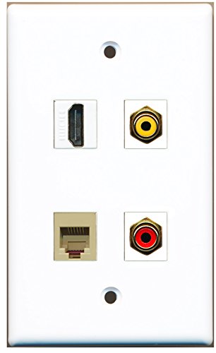 RiteAV - 1 Port HDMI 1 Port RCA Red 1 Port RCA Yellow 1 Port Phone RJ11 RJ12 Beige Wall Plate