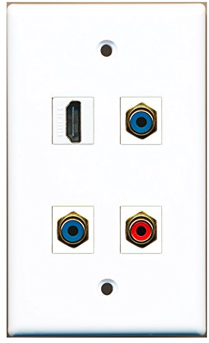 RiteAV - 1 Port HDMI 1 Port RCA Red 2 Port RCA Blue Wall Plate