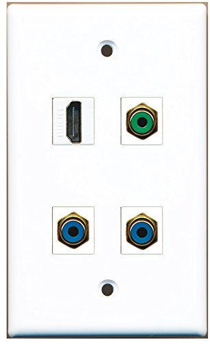 RiteAV - 1 Port HDMI 1 Port RCA Green 2 Port RCA Blue Wall Plate