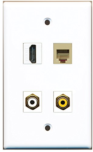 RiteAV - 1 Port HDMI 1 Port RCA White 1 Port RCA Yellow 1 Port Phone RJ11 RJ12 Beige Wall Plate