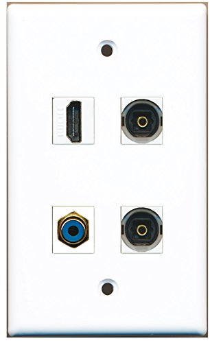 RiteAV - 1 Port HDMI 1 Port RCA Blue 2 Port Toslink Wall Plate