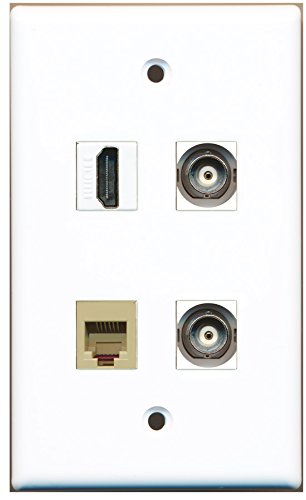 RiteAV - 1 Port HDMI 1 Port Phone RJ11 RJ12 Beige 2 Port BNC Wall Plate