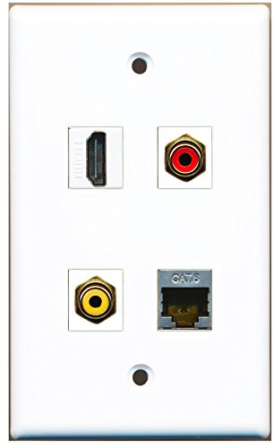 RiteAV - 1 Port HDMI 1 Port RCA Red 1 Port RCA Yellow 1 Port Shielded Cat6 Ethernet Wall Plate