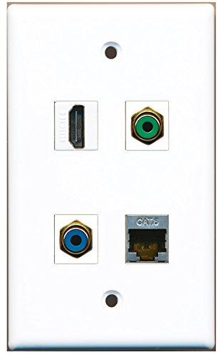 RiteAV - 1 Port HDMI 1 Port RCA Green 1 Port RCA Blue 1 Port Shielded Cat6 Ethernet Wall Plate