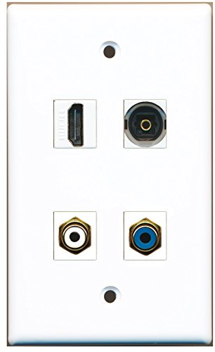 RiteAV - 1 Port HDMI 1 Port RCA White 1 Port RCA Blue 1 Port Toslink Wall Plate