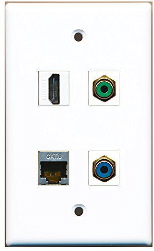 RiteAV - 1 Port HDMI 1 Port RCA Green 1 Port RCA Blue 1 Port Shielded Cat6 Ethernet Wall Plate