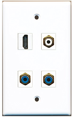 RiteAV - 1 Port HDMI 1 Port RCA White 2 Port RCA Blue Wall Plate