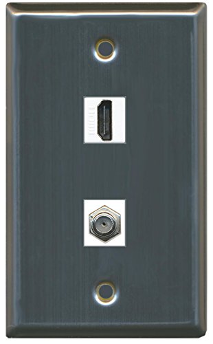 RiteAV (1 Gang Flat) HDMI Coax Wall Plate Stainless Steel