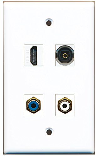 RiteAV - 1 Port HDMI 1 Port RCA White 1 Port RCA Blue 1 Port Toslink Wall Plate