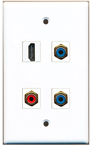 RiteAV - 1 Port HDMI 1 Port RCA Red 2 Port RCA Blue Wall Plate