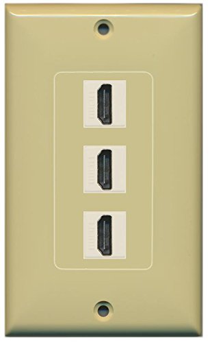 RiteAV (1 Gang Decorative) 3 HDMI Ivory Wall Plate Ivory