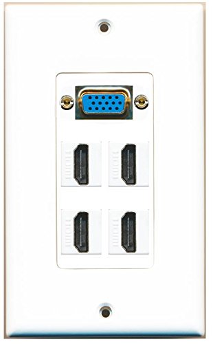 RiteAV (1 Gang Decorative) Svga 4 HDMI Wall Plate White