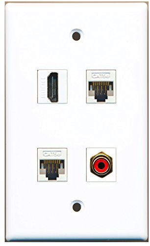 RiteAV - 1 Port HDMI 1 Port RCA Red 2 Port Cat5e Ethernet White Wall Plate