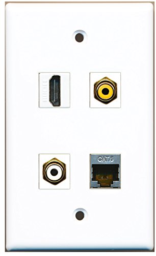 RiteAV - 1 Port HDMI 1 Port RCA White 1 Port RCA Yellow 1 Port Shielded Cat6 Ethernet Wall Plate