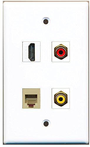 RiteAV - 1 Port HDMI 1 Port RCA Red 1 Port RCA Yellow 1 Port Phone RJ11 RJ12 Beige Wall Plate