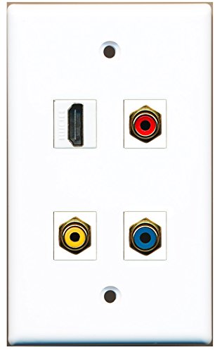 RiteAV - 1 Port HDMI 1 Port RCA Red 1 Port RCA Yellow 1 Port RCA Blue Wall Plate