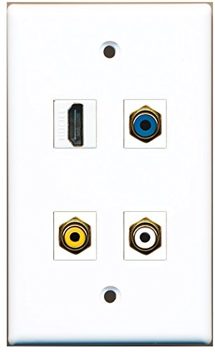 RiteAV - 1 Port HDMI 1 Port RCA White 1 Port RCA Yellow 1 Port RCA Blue Wall Plate