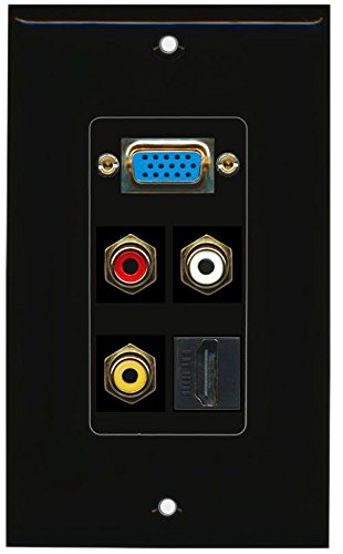 RiteAV - (1 Gang) SVGA Composite HDMI Black Wall Plate 1 Gang Black