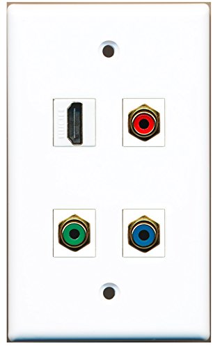 RiteAV - 1 Port HDMI 1 Port RCA Red 1 Port RCA Green 1 Port RCA Blue Wall Plate