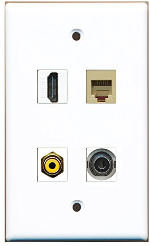 RiteAV - 1 Port HDMI 1 Port RCA Yellow 1 Port Phone RJ11 RJ12 Beige 1 Port 3.5mm Wall Plate